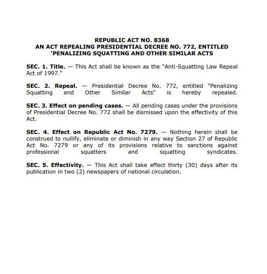 Anti-Squatting Law Repeal Act
