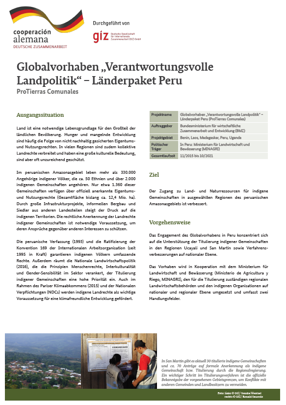 Factsheet Peru GP Land Policy Deutsch