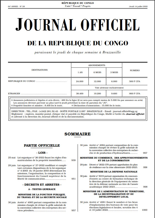 Loi organique n° 26-2022 