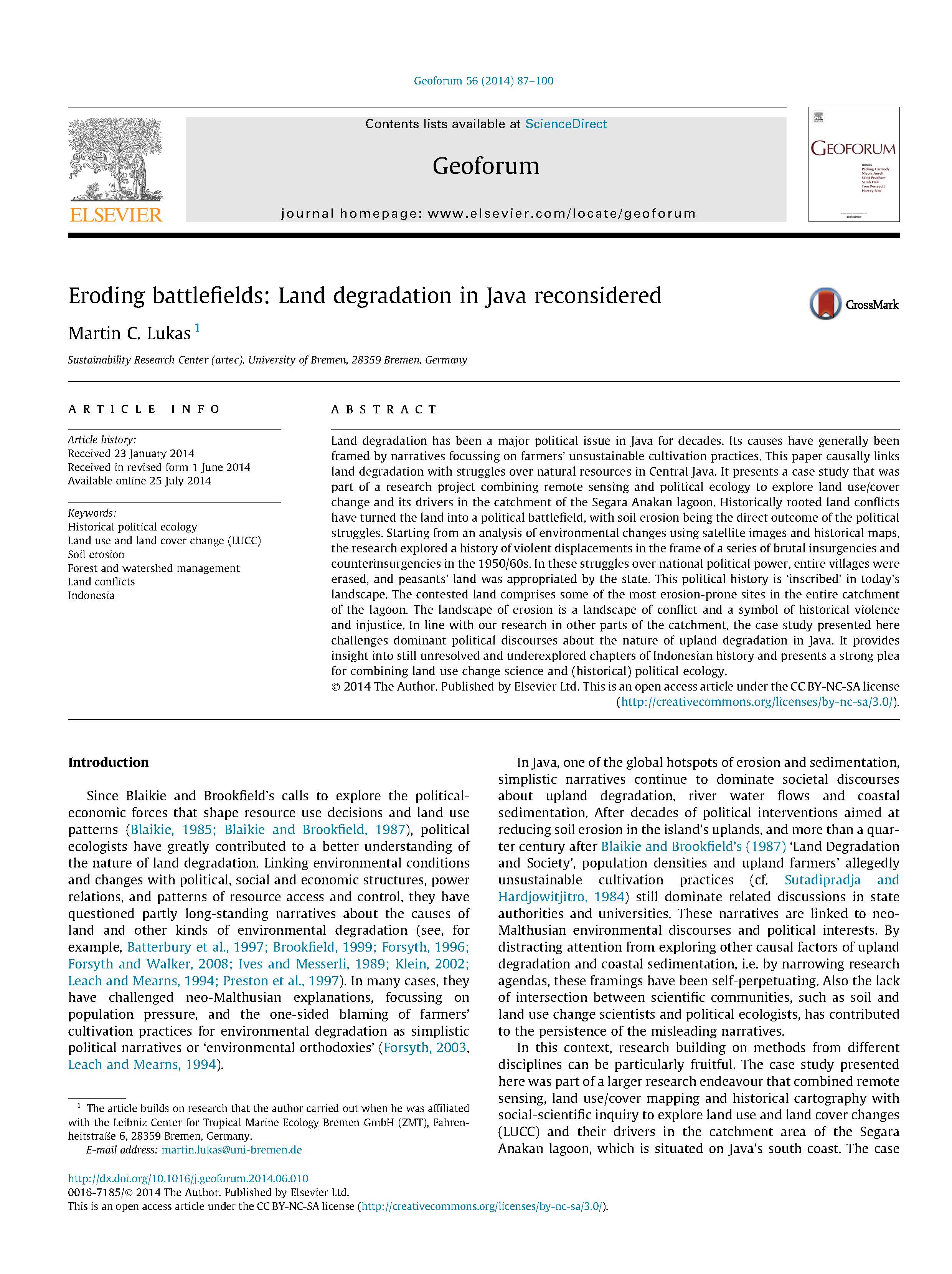 Eroding battlefields: Land degradation in Java reconsidered