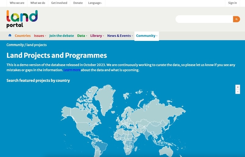 Land Projects Database - dataset