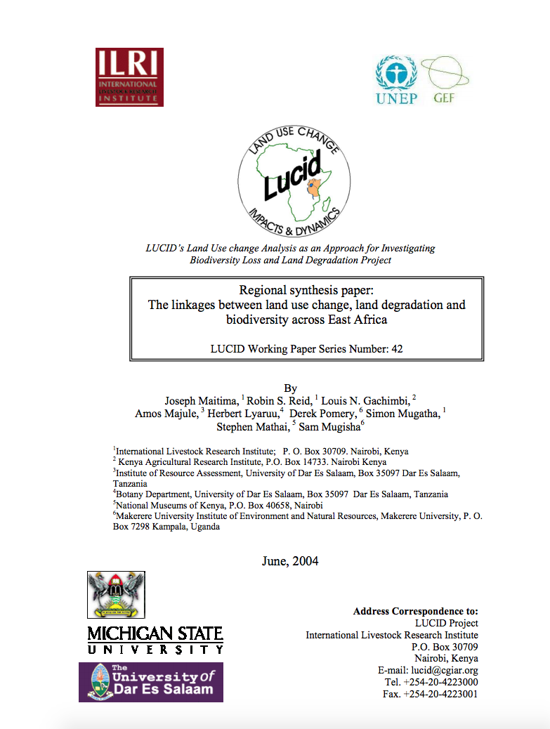 The linkages between land usage, land degradation and biodiversity across East Africa cover image