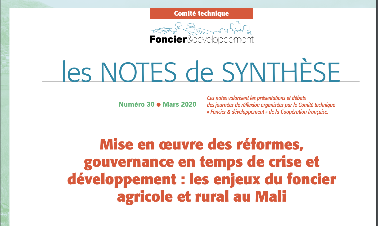 Note de synthese