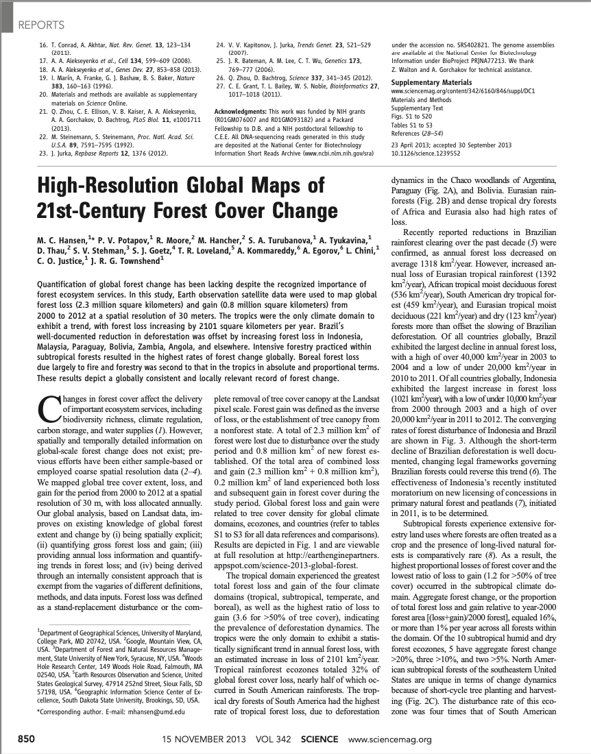 High-Resolution Global Maps of 21st-Century Forest Cover Change