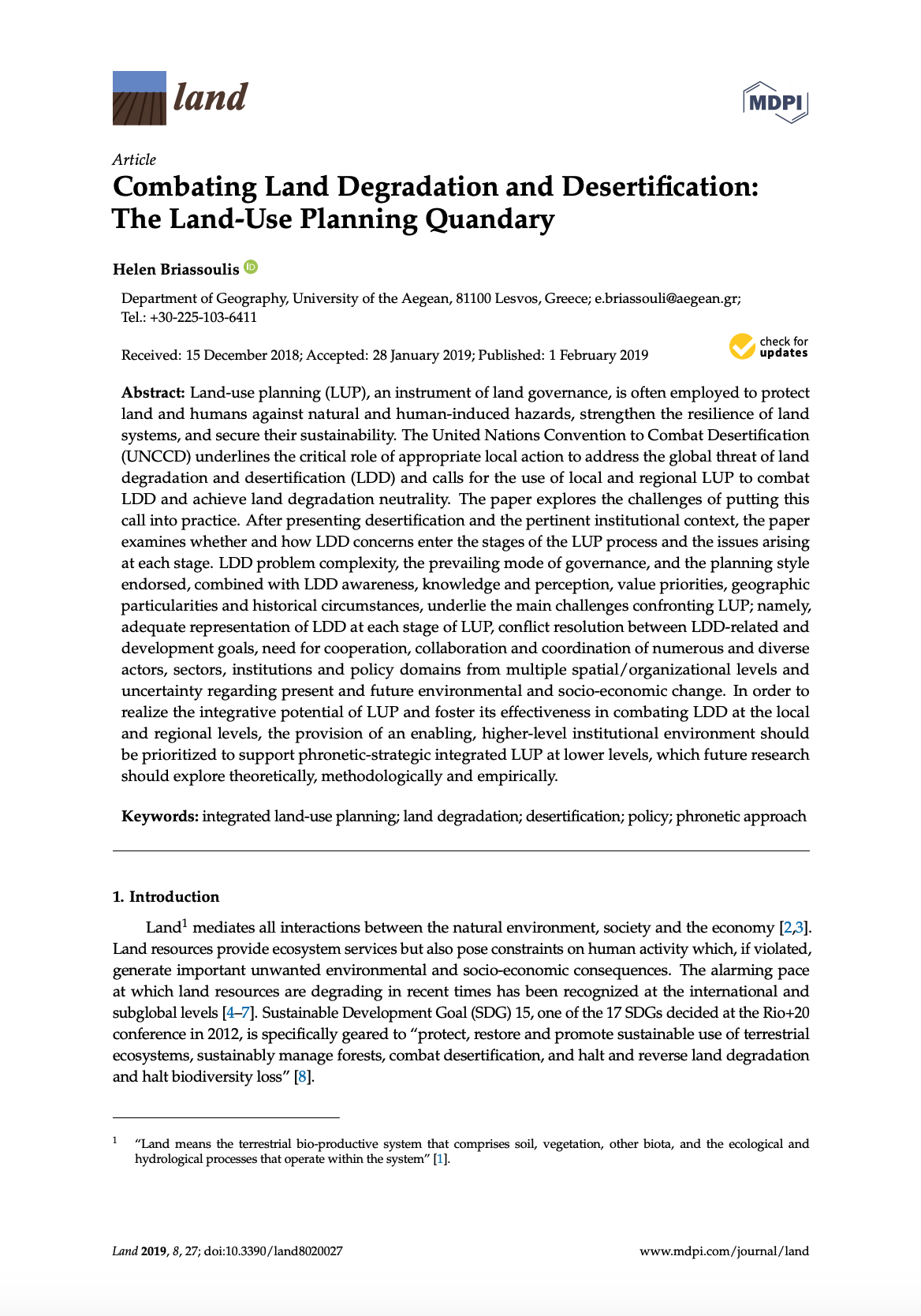 Combating Land Degradation and Desertification: The Land-Use Planning Quandary cover image