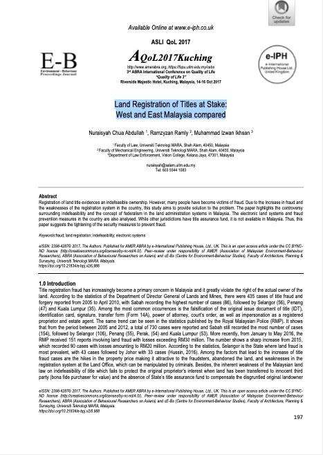 Land Registration of Titles at Stake: West and East Malaysia compared