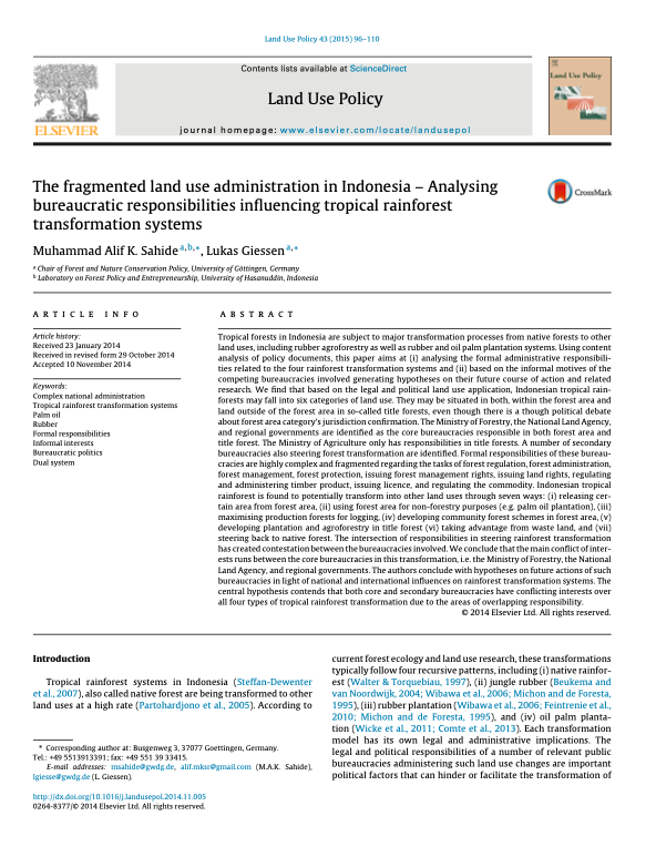 The fragmented land use administration in Indonesia