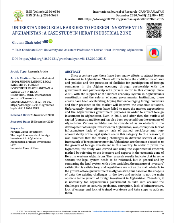 Understanding Legal Barriers To Foreign Investment In Afghanistan