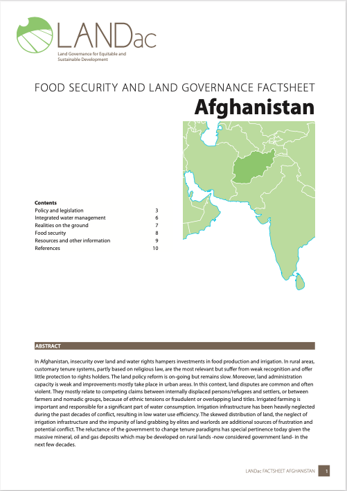 Food Security and Governance Factsheet: Afghanistan