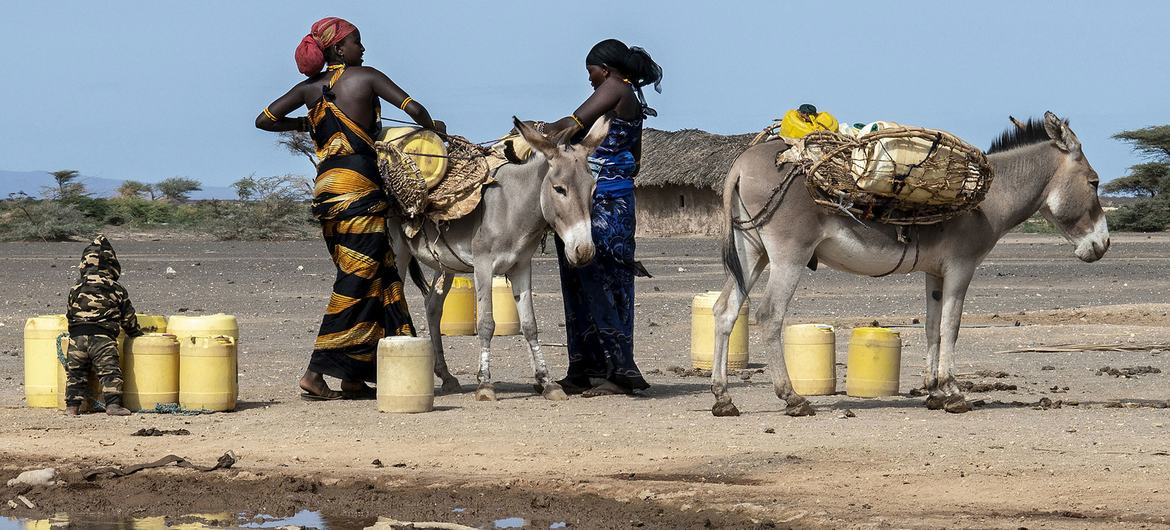 ©PAM/Alessandro Abbonizio Des femmes collectent de l'eau à Marsabit, une région frappée par la séche