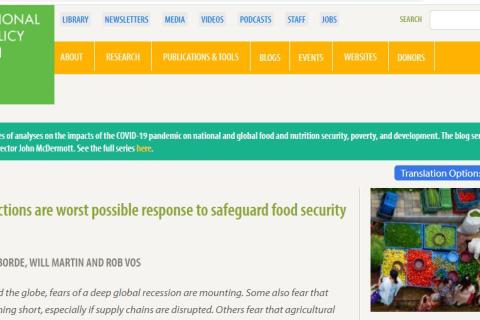 IFPRI Blog Covid-19 and trade restrictions